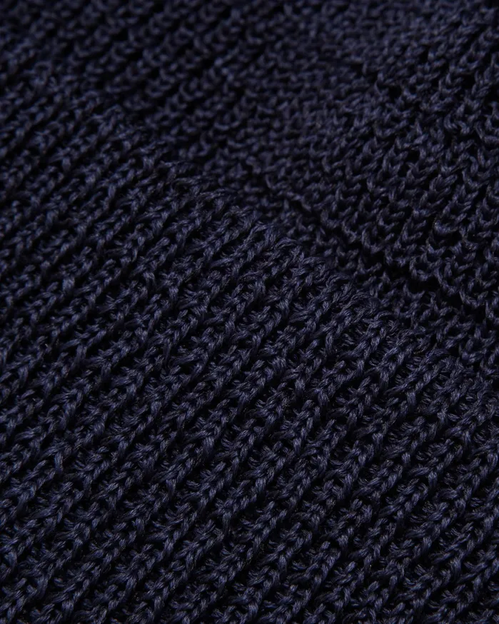 Men Cableami Waffle Beanie Hat Navy YMC Headwear