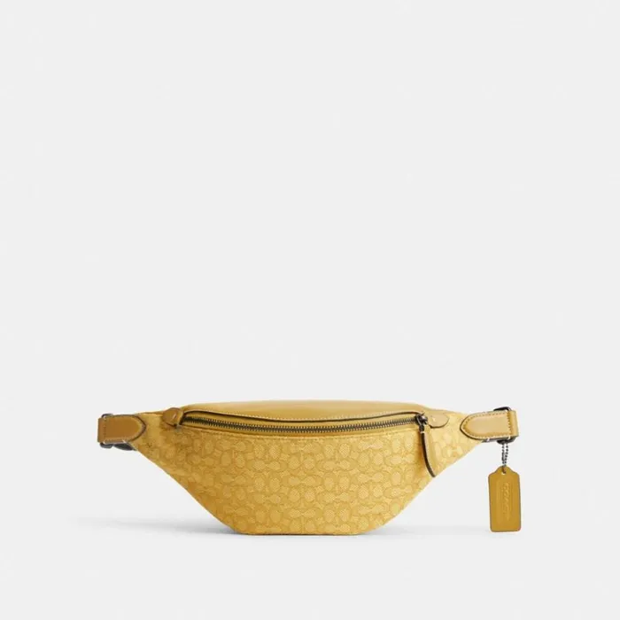 Men Charter Belt Bag 7 In Micro Signature Jacquard Yellowflax Coach Belt Bags