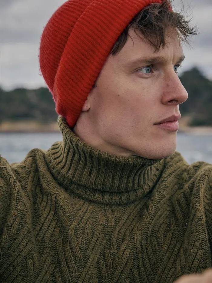 Men Clothing Cyrillus CableKnit Rollneck Sweater Army