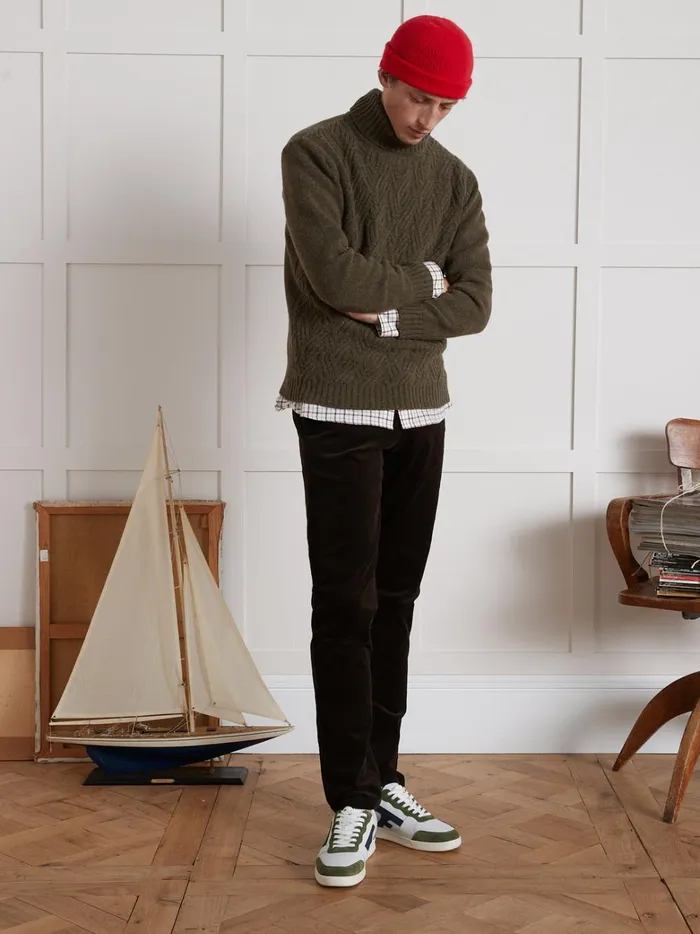 Men Clothing Cyrillus CableKnit Rollneck Sweater Army