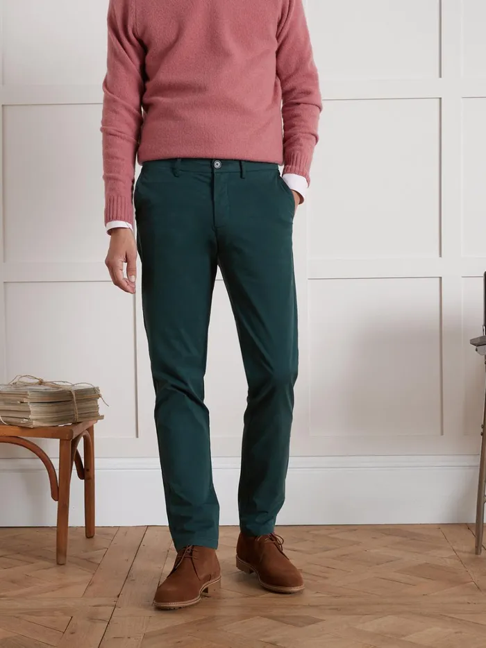 Men Clothing Cyrillus Chino Trousers Vert Anglais