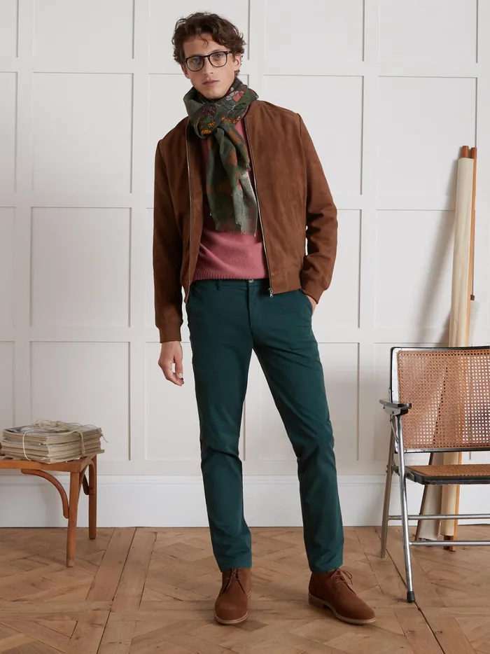 Men Clothing Cyrillus Chino Trousers Vert Anglais