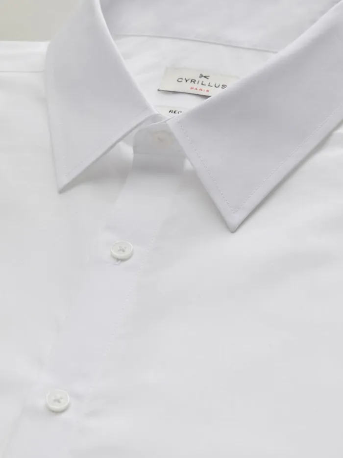 Men Clothing Cyrillus Plain EasyCare Regular Fit Poplin Shirt Blanc