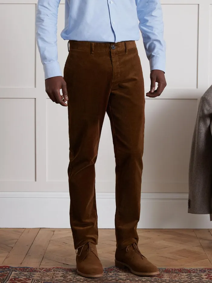 Men Clothing Cyrillus Regular Corduroy Chinos Chocolat