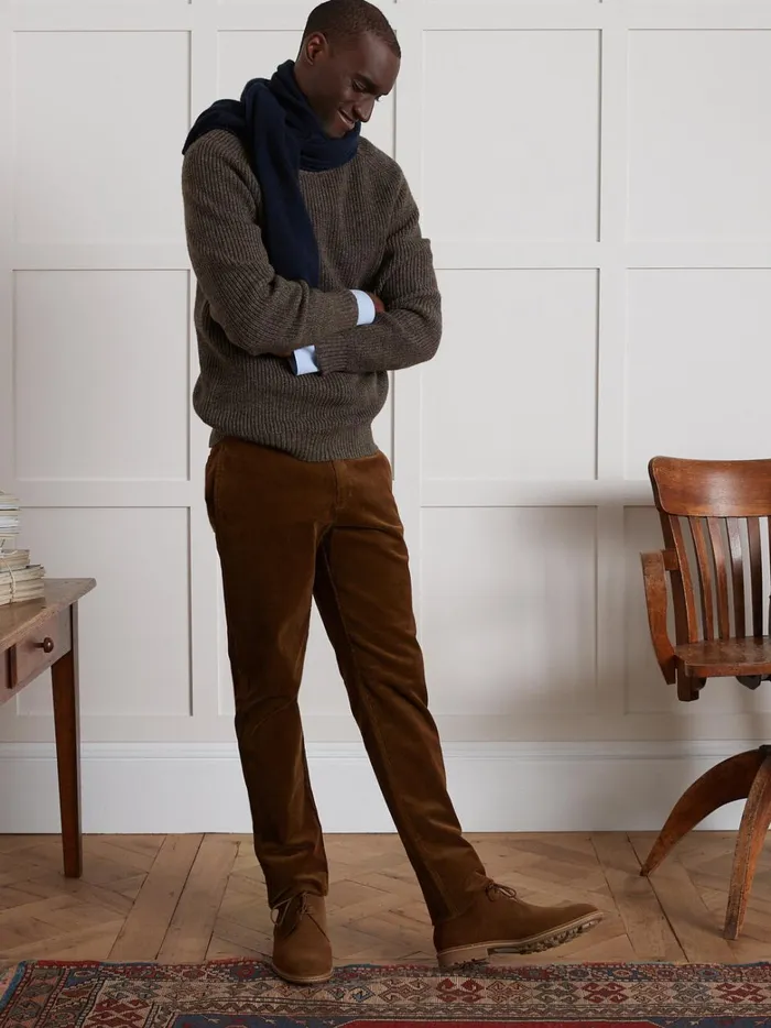 Men Clothing Cyrillus Regular Corduroy Chinos Chocolat