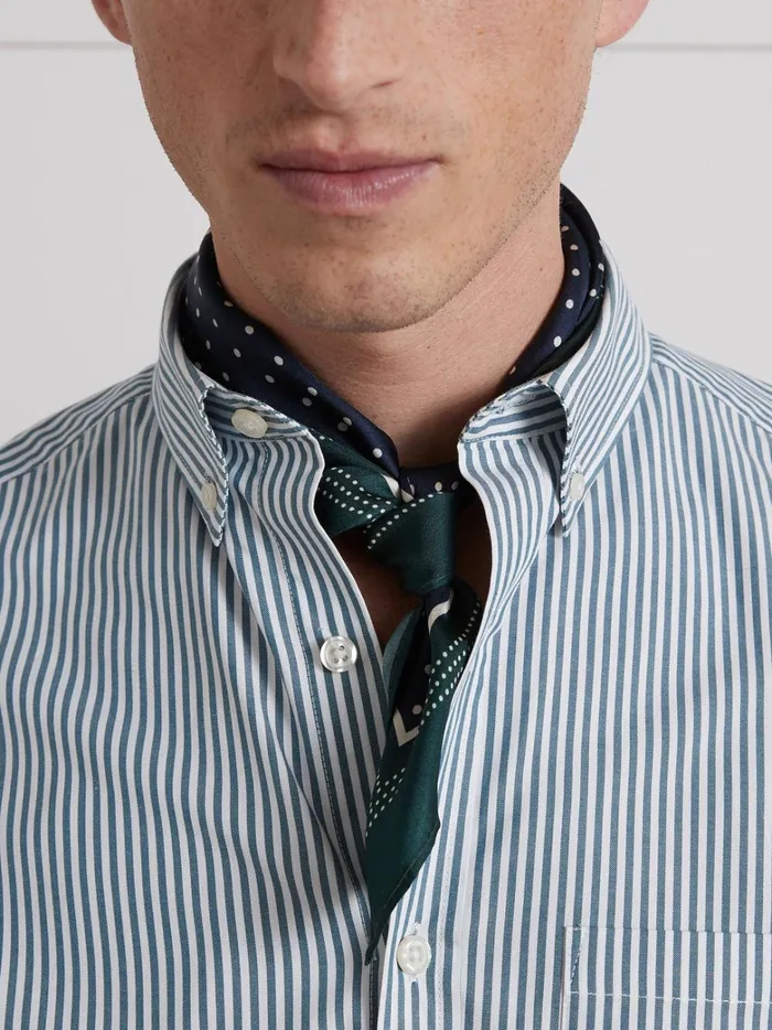 Men Clothing Cyrillus Regular Fit Organic Cotton Stripe Shirt Rayure Verte