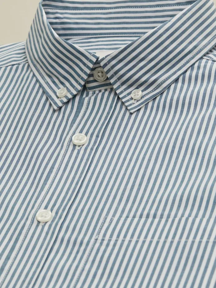 Men Clothing Cyrillus Regular Fit Organic Cotton Stripe Shirt Rayure Verte
