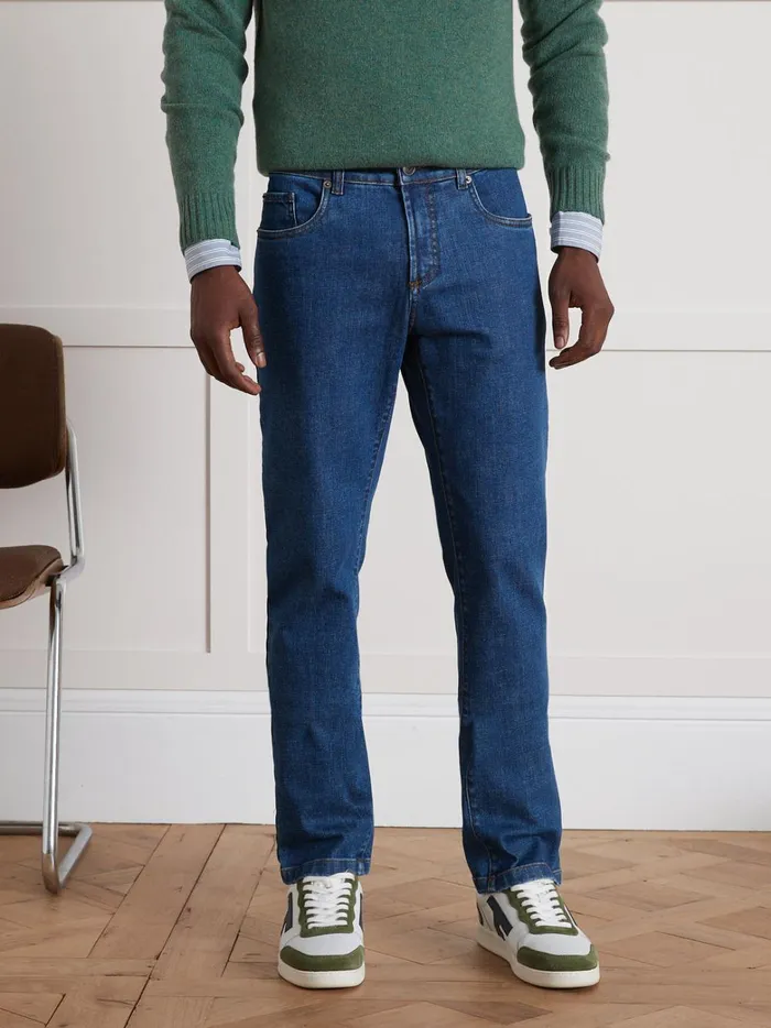 Men Clothing Cyrillus Regular Organic Cotton Jeans With An EcoFriendly Wash Denim Bleu Stone