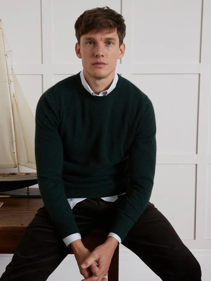 Men Clothing Cyrillus RoundNeck Sweater 8211 The Cashmere Collection Bouteille