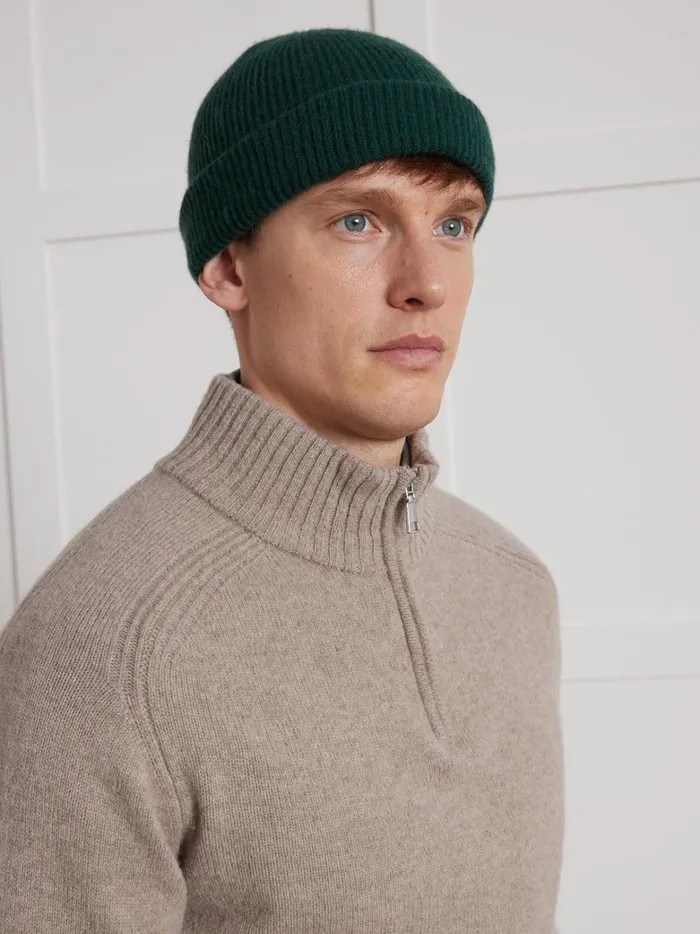 Men Clothing Cyrillus Zip Sweater With High Neckline Taupe Chine