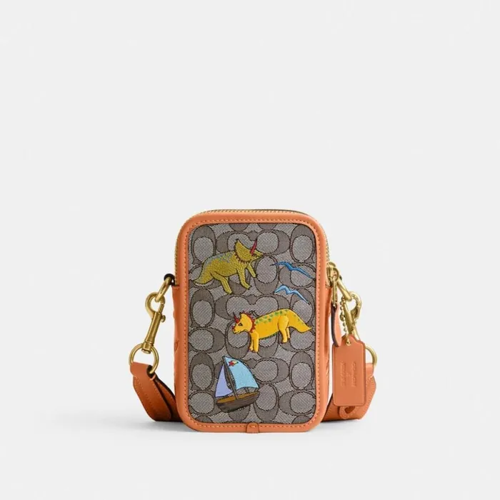 Men Coach X Observed By Us Rogue Crossbody 12 In Signature Jacquard Oakfaded Orange Coach Messenger and Crossbody