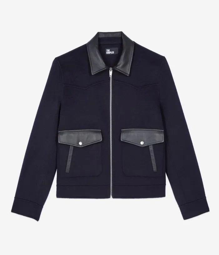 Men Coats and Jackets THE KOOPLES Navy Blue Doublefaced Wool Jacket Men Coats and Jackets THE KOOPLES Navy Blue Doublefaced Wool Jacket