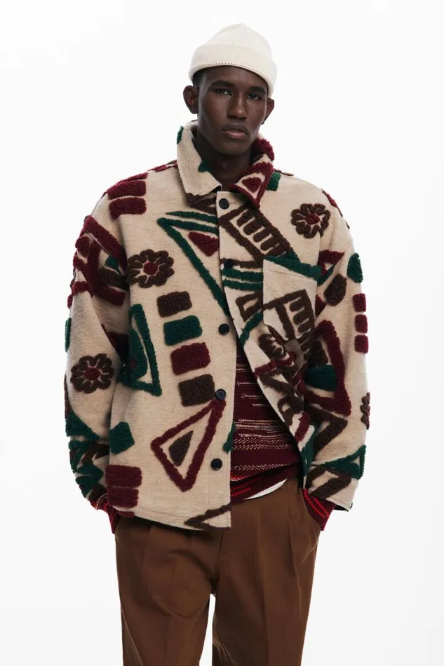 Men Coats And Jackets Desigual 3D Fleece Overshirt