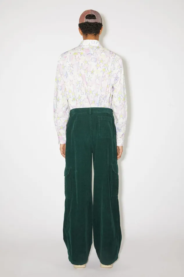 Men Corduroy Cargo Trousers Night Green Acne Studios Trousers