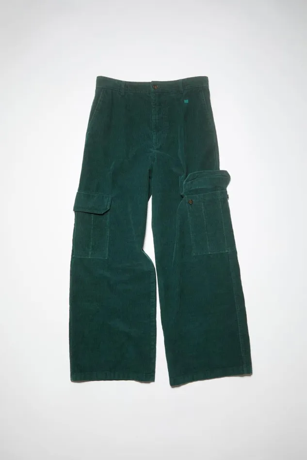 Men Corduroy Cargo Trousers Night Green Acne Studios Trousers