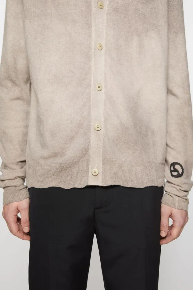 Men Crew Neck Cardigan Vintage Beige Acne Studios Knitwear