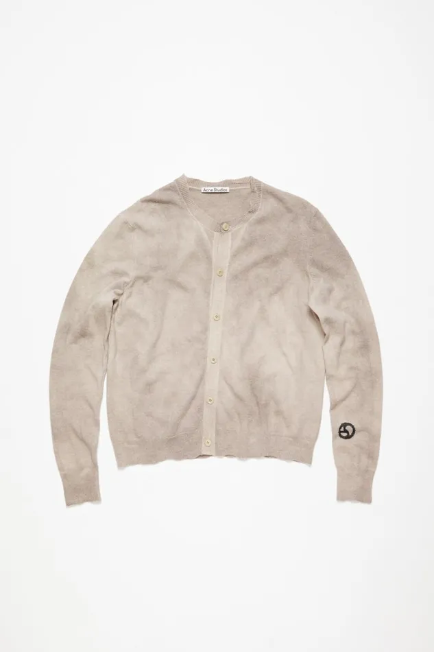 Men Crew Neck Cardigan Vintage Beige Acne Studios Knitwear