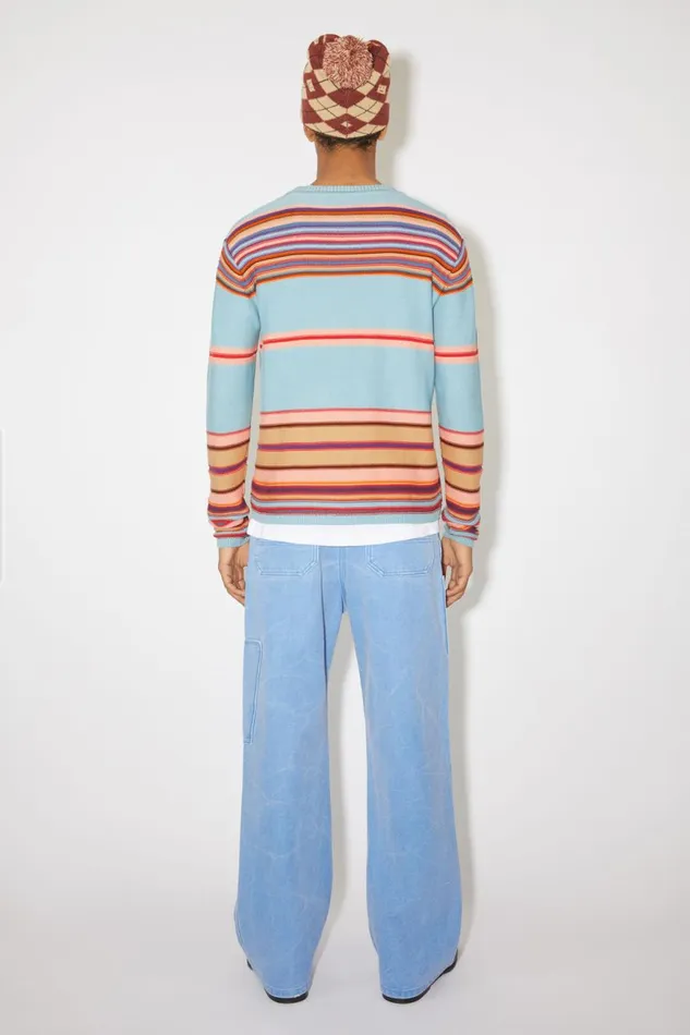 Men Crew Neck Knit Jumper Dusty Bluemulti Acne Studios Knitwear