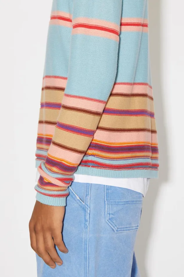Men Crew Neck Knit Jumper Dusty Bluemulti Acne Studios Knitwear