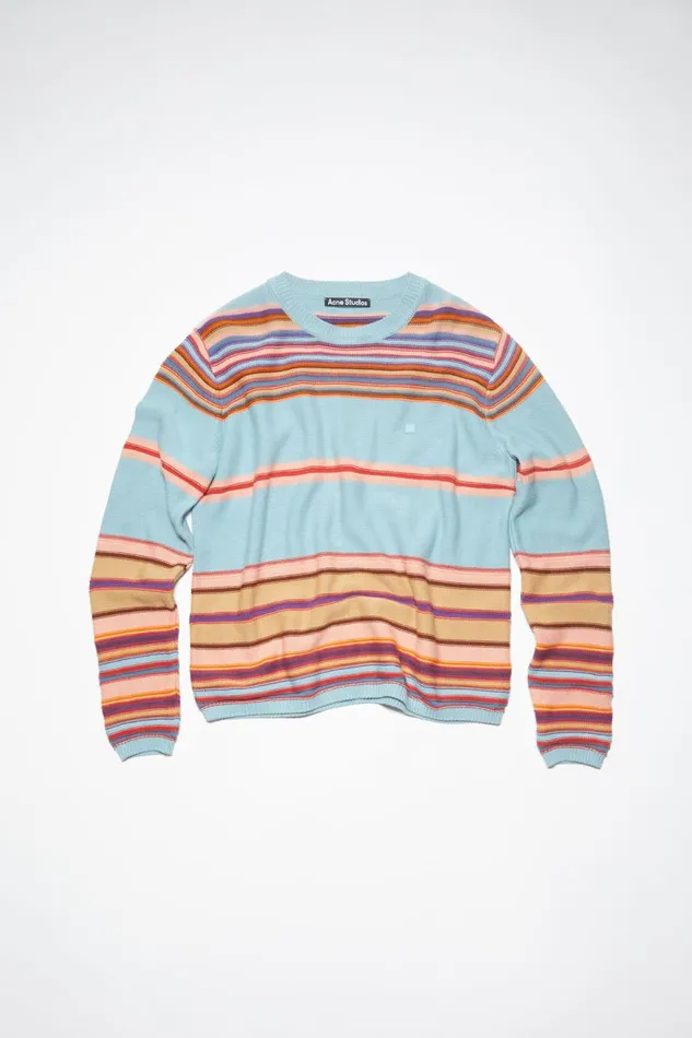 Men Crew Neck Knit Jumper Dusty Bluemulti Acne Studios Knitwear