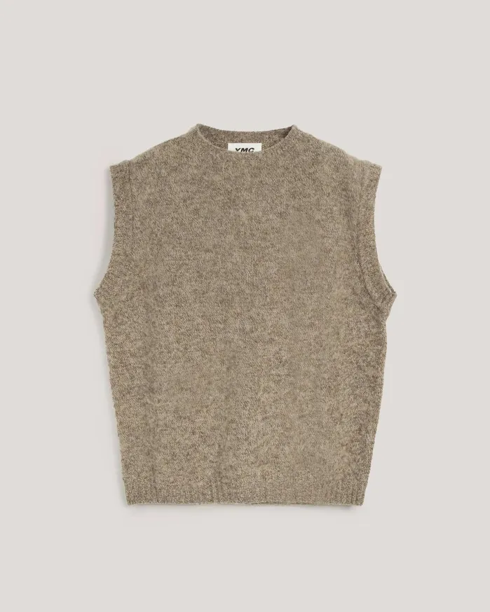 Men Crew Neck Vest Natural YMC Knitwear
