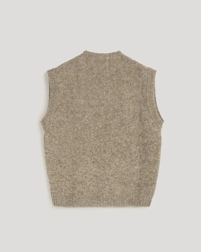 Men Crew Neck Vest Natural YMC Knitwear