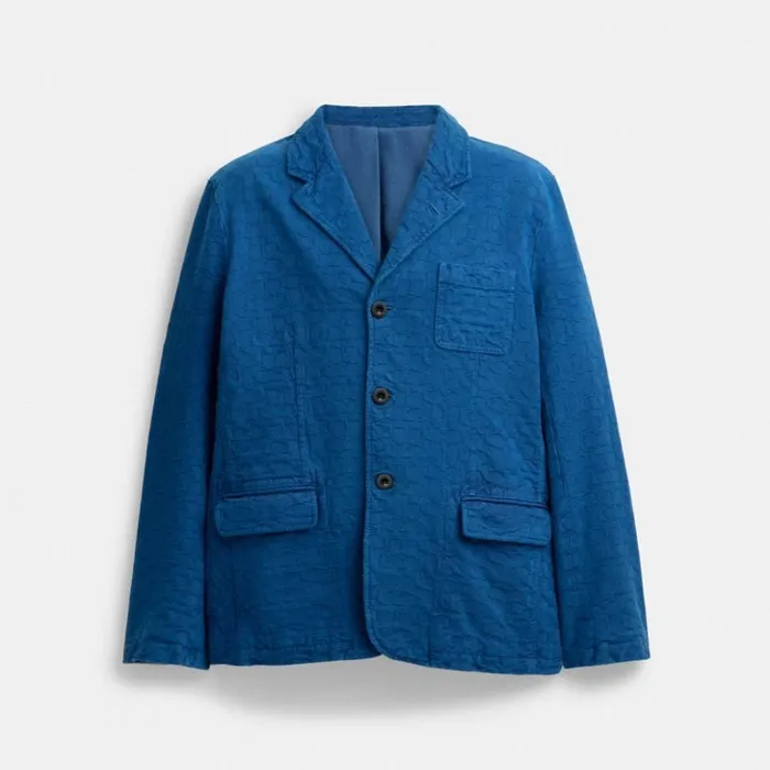 Men Denim Blazer Royal Blue Coach Jackets and Outerwear