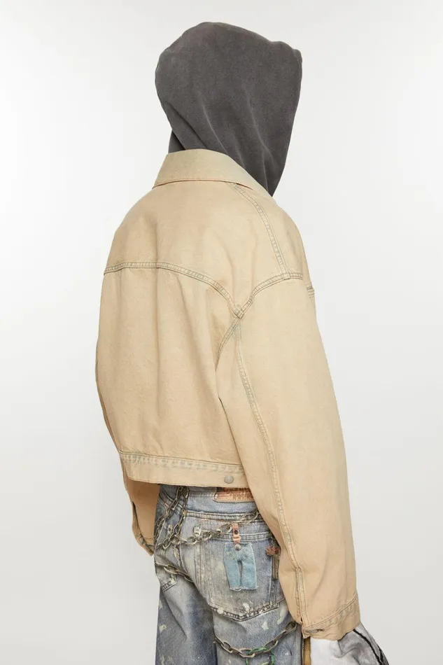 Men Denim Jacket 8211 Oversized Cropped Fit Light Sand Acne Studios Outerwear