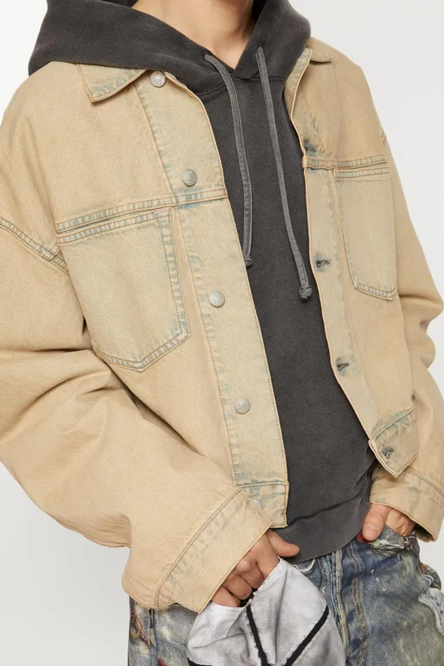 Men Denim Jacket 8211 Oversized Cropped Fit Light Sand Acne Studios Outerwear