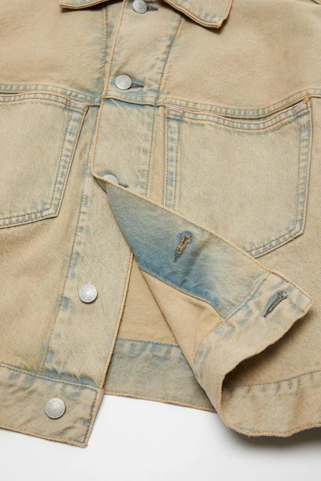 Men Denim Jacket 8211 Oversized Cropped Fit Light Sand Acne Studios Outerwear