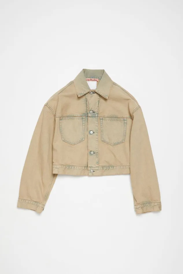 Men Denim Jacket 8211 Oversized Cropped Fit Light Sand Acne Studios Outerwear