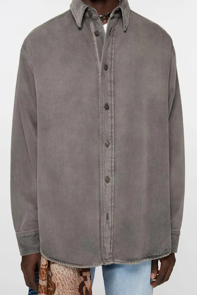 Men Denim Shirt 8211 Loose Fit Anthracite Grey Acne Studios Shirts