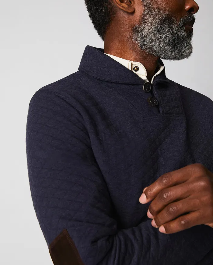 Men Diamond Quilt Shawl Dark Navy Billy Reid Sweaters and Sweatshirts