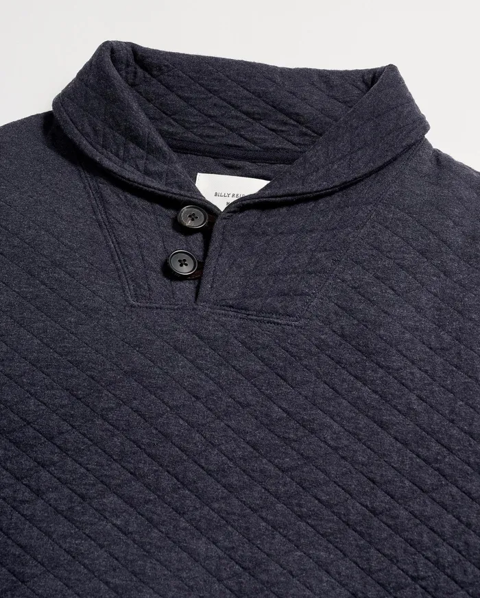 Men Diamond Quilt Shawl Dark Navy Billy Reid Sweaters and Sweatshirts