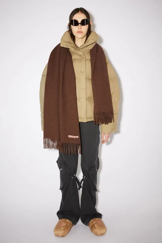 Men Fringe Wool Scarf 8211 Oversized Dark Rust Melange Acne Studios Scarves