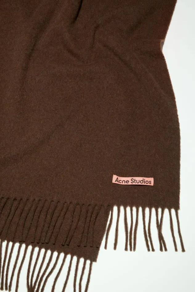 Men Fringe Wool Scarf 8211 Oversized Dark Rust Melange Acne Studios Scarves