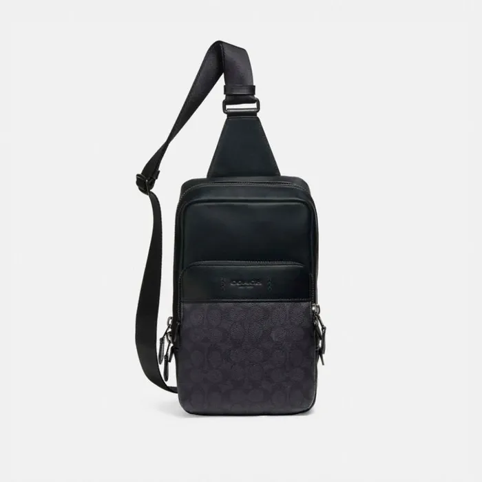 Men Gotham Pack In Signature Canvas Black Coppercharcoalblack Coach Belt Bags