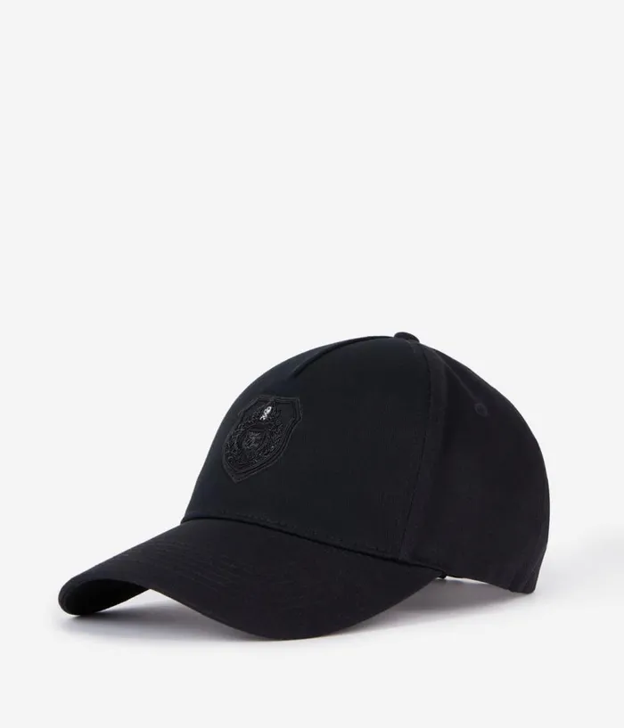 Men Hats and Scarves THE KOOPLES Black Cap With Blazon Patch
