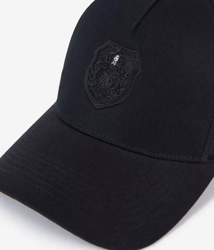 Men Hats and Scarves THE KOOPLES Black Cap With Blazon Patch Men Hats and Scarves THE KOOPLES Black Cap With Blazon Patch