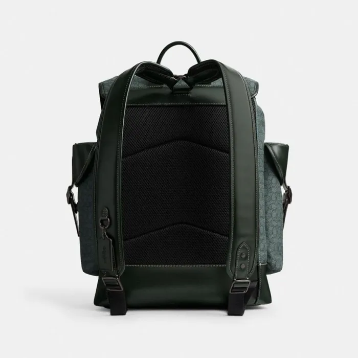 Men Hitch Backpack In Micro Signature Jacquard Amazon Green Coach Backpacks