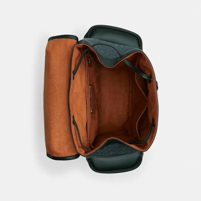 Men Hitch Backpack In Micro Signature Jacquard Amazon Green Coach Backpacks