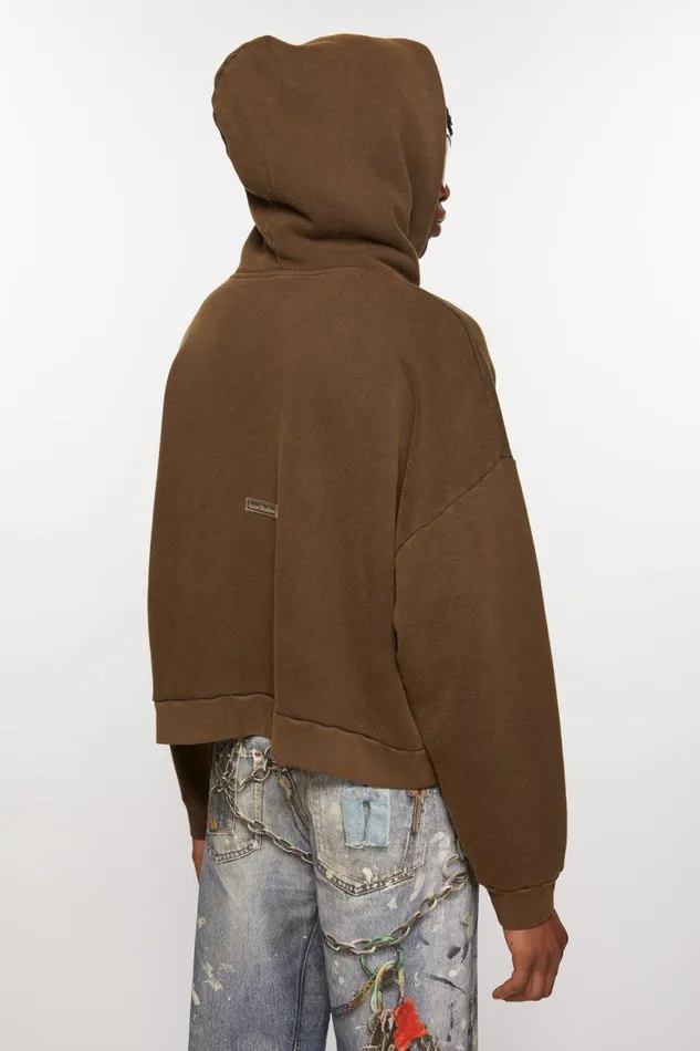 Men Hooded Sweater Logo Patch Chocolate Brown Acne Studios Sweatshirts