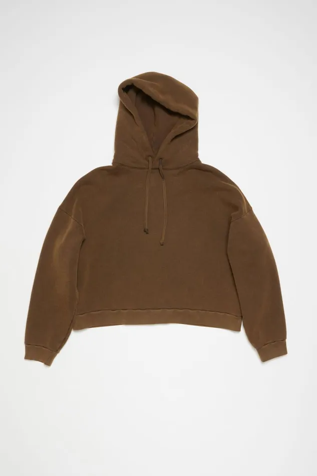Men Hooded Sweater Logo Patch Chocolate Brown Acne Studios Sweatshirts