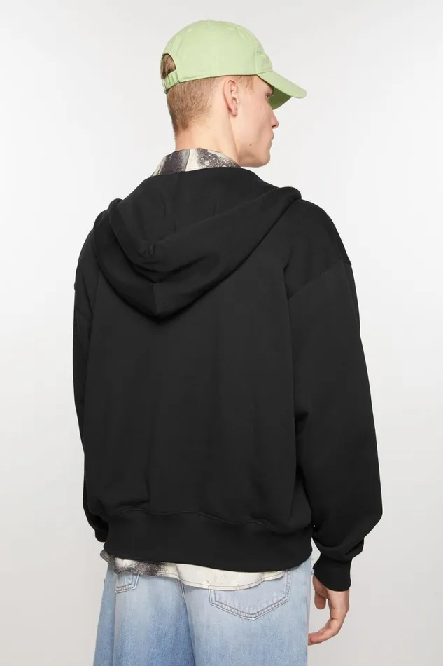 Men Hooded Zip Sweater Black Acne Studios Sweatshirts