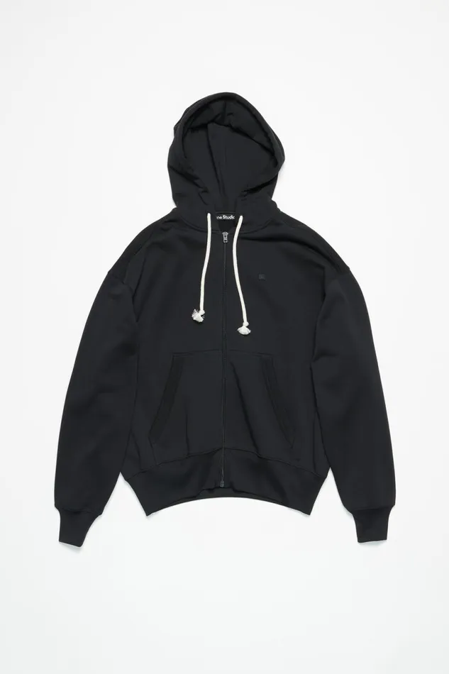 Men Hooded Zip Sweater Black Acne Studios Sweatshirts