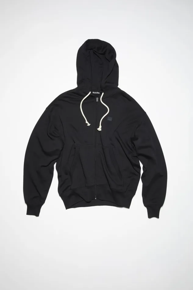 Men Hooded Zip Sweater Black Acne Studios Sweatshirts