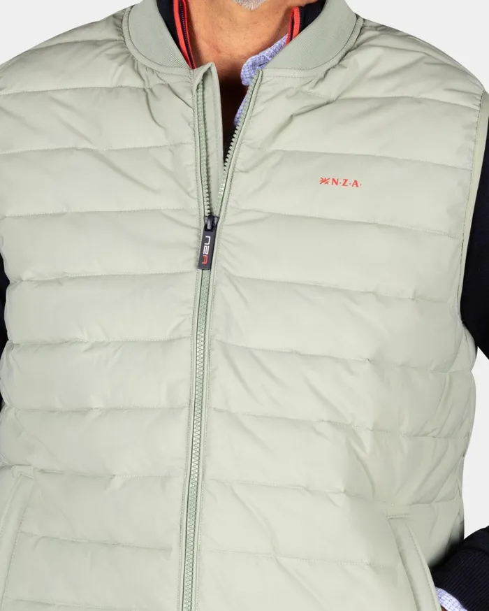 Men Jackets NZA New Zealand Auckland Quilted Light Green Bodywarmer 8211 Dusty Army