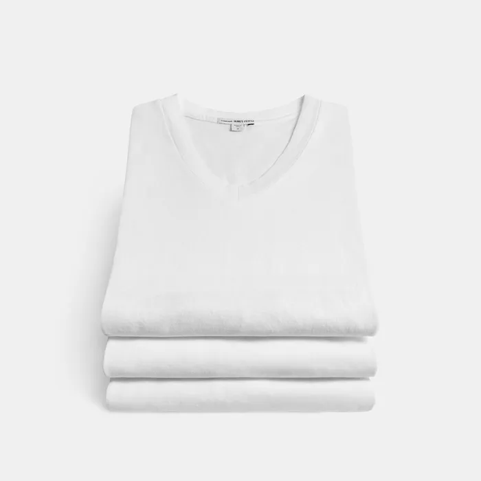 MEN James Perse GIFT SETS 3 Pack Short Sleeve V Neck White
