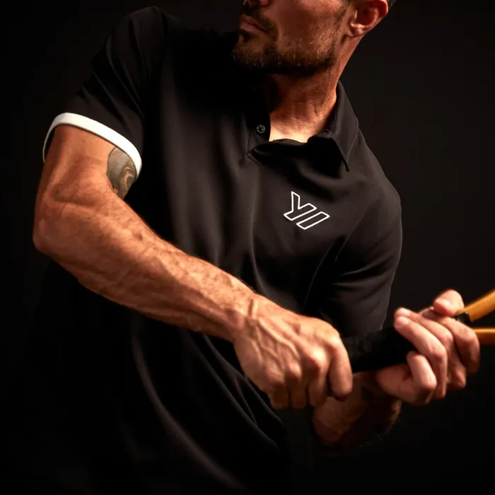 MEN James Perse Performance Tops YOSEMITE Performance Pique Embroidered Polo Blackice