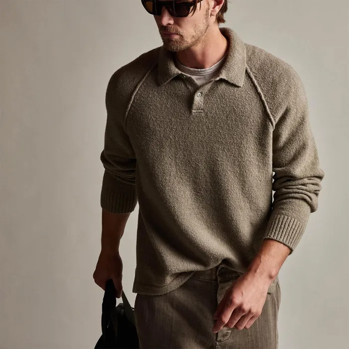 MEN James Perse POLOSNOVELTY TOPS Bayshore Cashmere Blend Polo Khaki